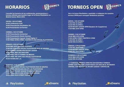 Horarios Eventos Play MGW 2015