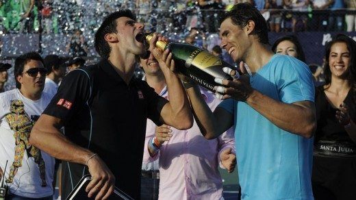 Rafa y Nole celebrando el anuncio de Top-Spin 5 en el E3 2020.