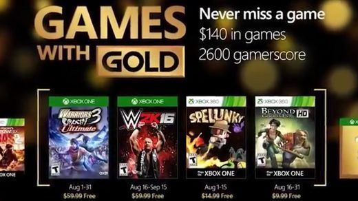 games with gold agosto